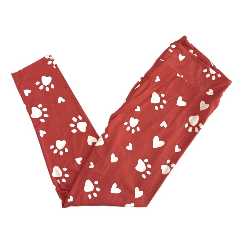 Tc2 LuLaRoe Leggings Pink White Paw RaRe Fits 18/24